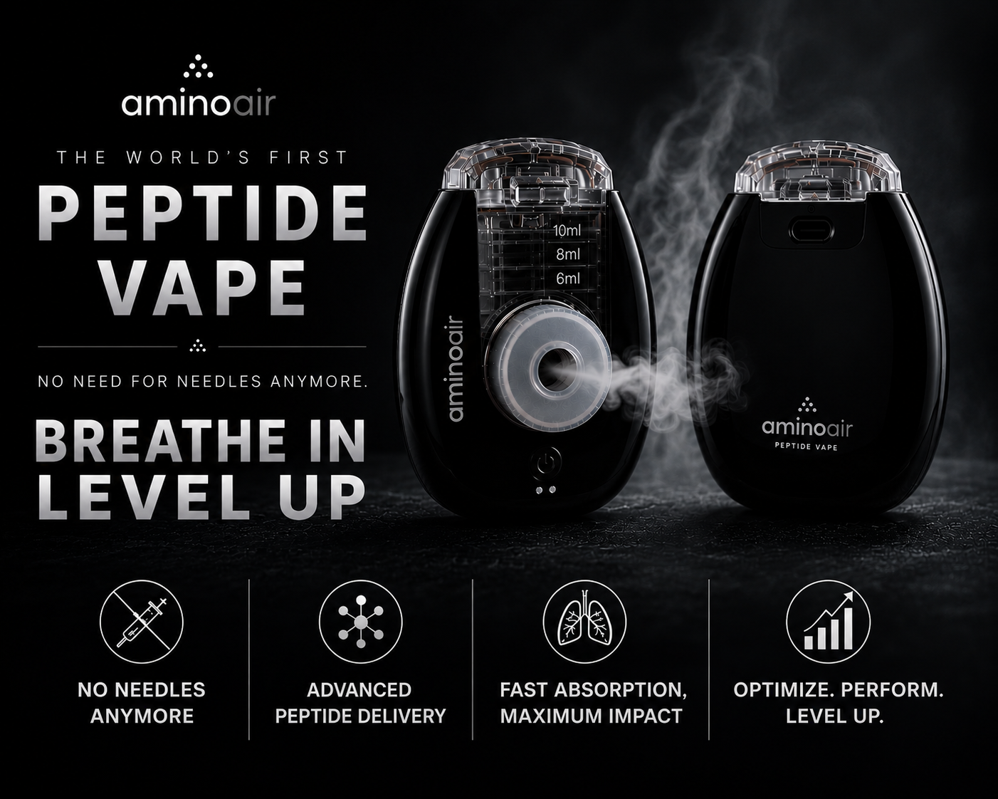 AminoAir — The World's First Peptide Vape. No Need for Needles Anymore. Breathe In, Level Up.